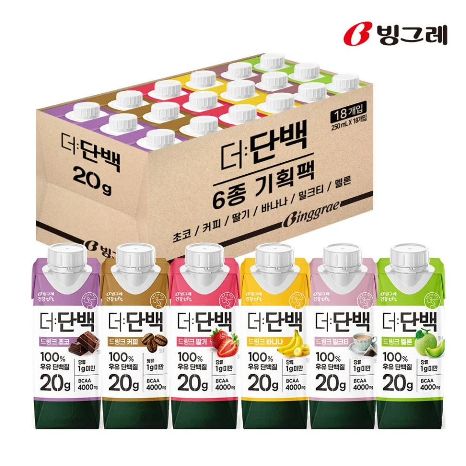 빙그레 더단백 250ml 6종 혼합 18개 단백질 음료