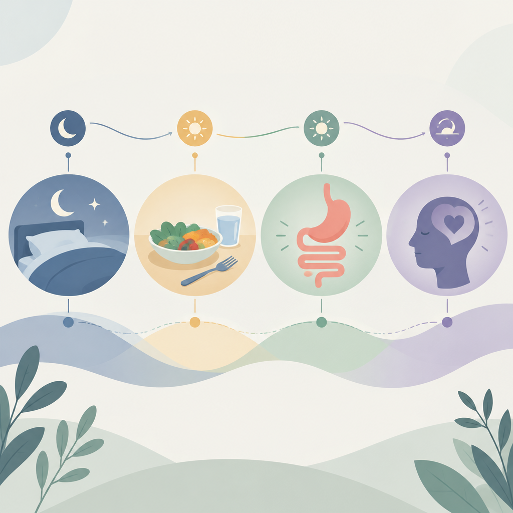 AI 생성 설명 이미지: 안산한의원 한음한방신경정신과한의원 안산점 | 수면·식욕·소화 변화와 정서 경험을 함께 설명하는 법